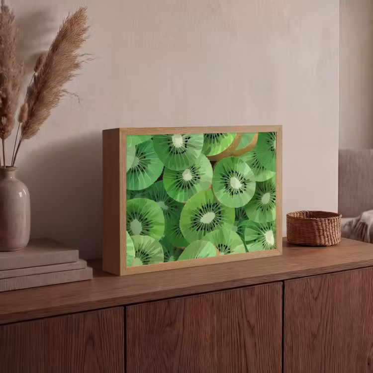 Kiwi - Groen - Pitten Light Box met batterij (Wandlamp) middel -sfeer2