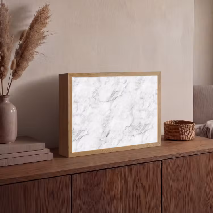 Klassiek - Marmer - Aders - Grijs Light Box met batterij (Wandlamp) middel 907 -sfeer2