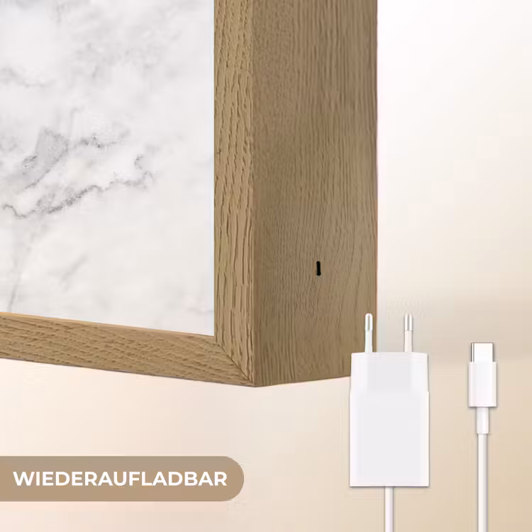 Klassiek - Marmer - Aders - Grijs Light Box met batterij (Wandlamp) middel 907 -USP_websiteoplaadbaarDE