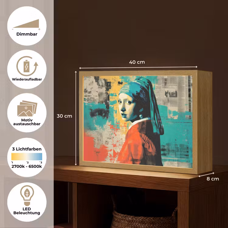 Klassiek - Pareloorbel - Streetartstijl - Kleurrijk Light Box met batterij (Wandlamp) middel -USP_websiteoverzichtDE