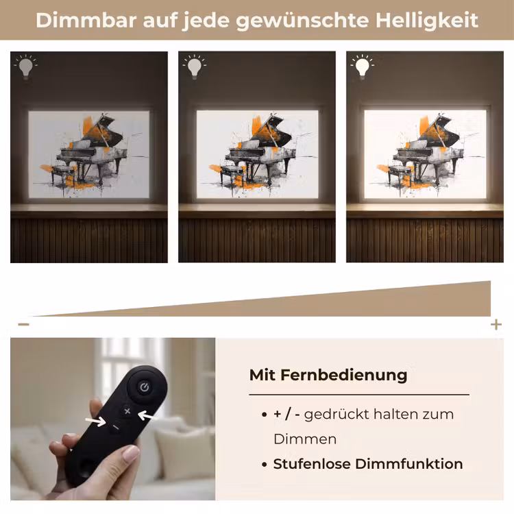 Piano - Oranje - Zwart - schets lijnen Light Box met batterij (Wandlamp) middel -USP_dimbaarDE