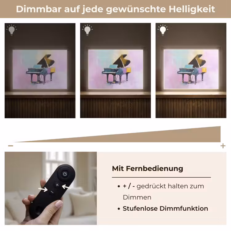 Piano - Pastel - Elegant - Dromerig Light Box met batterij (Wandlamp) middel -USP_dimbaarDE