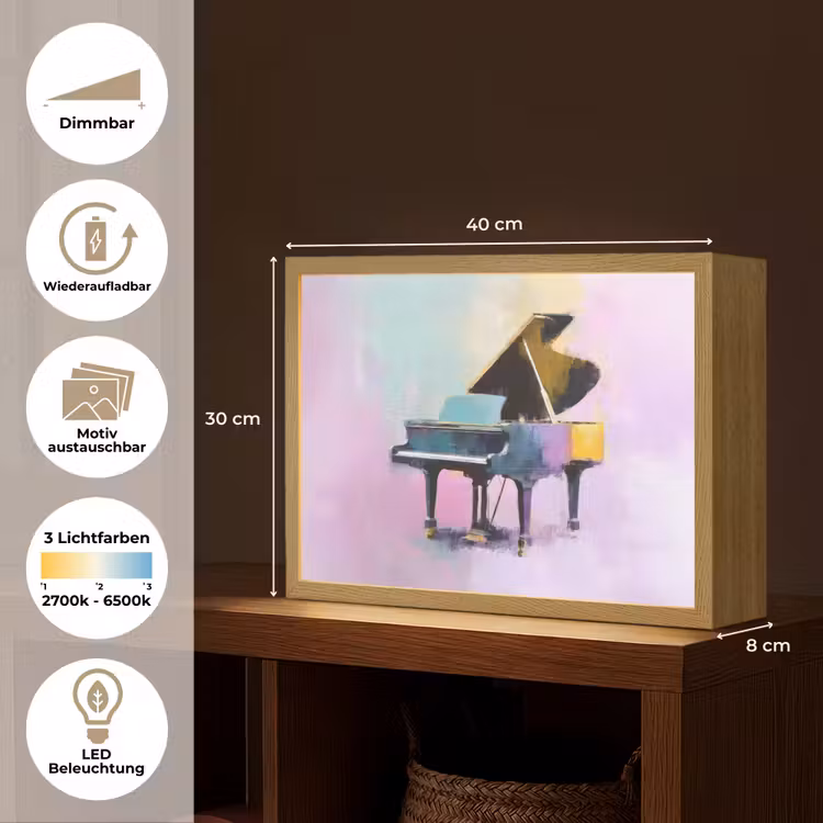 Piano - Pastel - Elegant - Dromerig Light Box met batterij (Wandlamp) middel -USP_websiteoverzichtDE