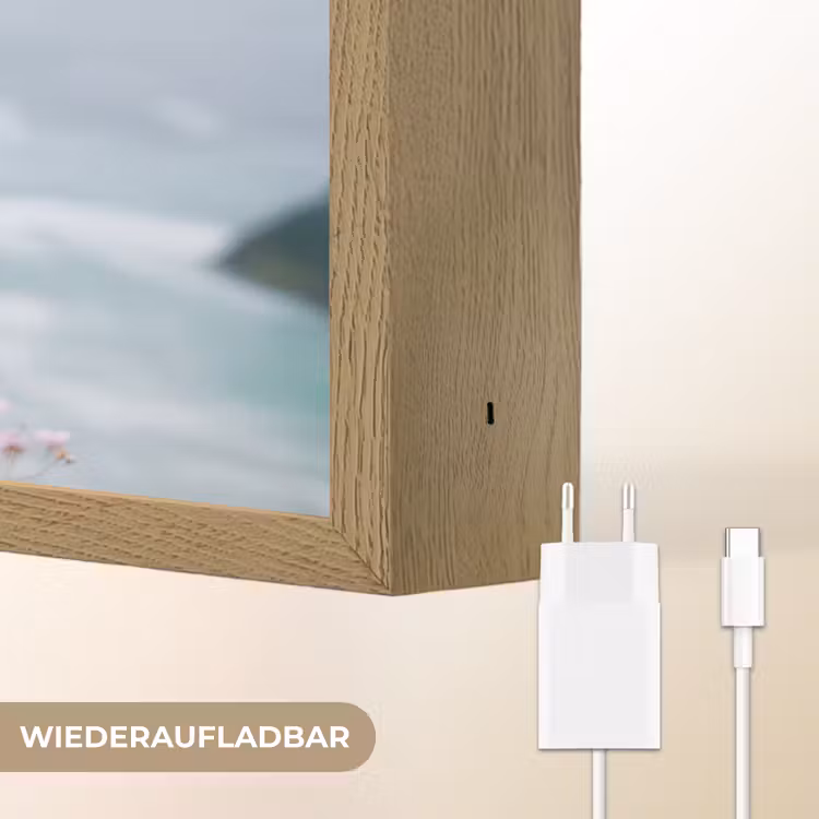 Klif - Bloemen - Zee - Roze Light Box met batterij (Wandlamp) middel -USP_websiteoplaadbaarDE