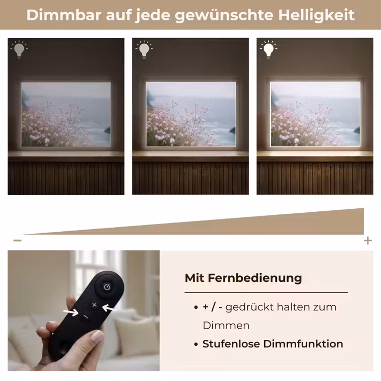 Klif - Bloemen - Zee - Roze Light Box met batterij (Wandlamp) middel -USP_dimbaarDE