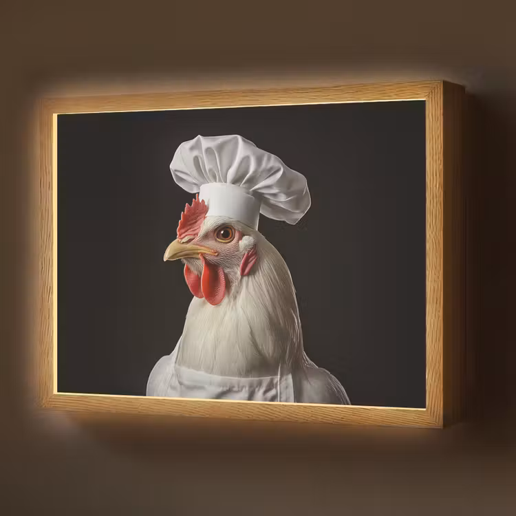 Kok - Rood - Kip Light Box met batterij (Wandlamp) middel -z3d_website