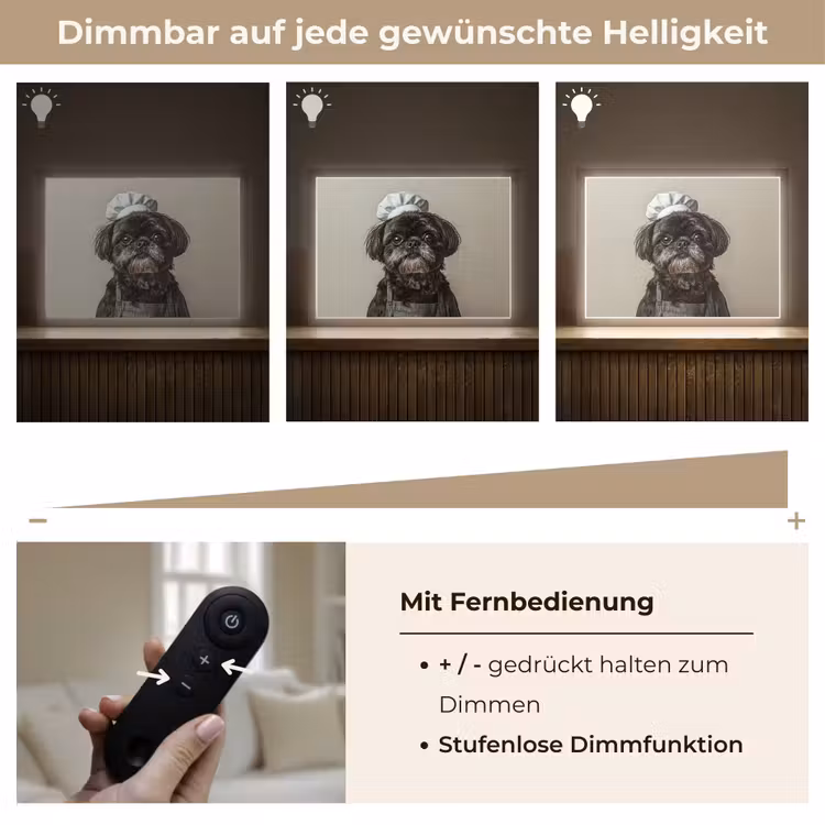 Kokskleding - Zwart - Hondje Light Box met batterij (Wandlamp) middel -USP_dimbaarDE