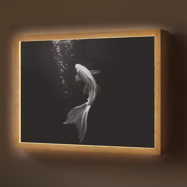 Koi - Vis - Wit - Zwart Light Box met batterij (Wandlamp) middel -z3d_website
