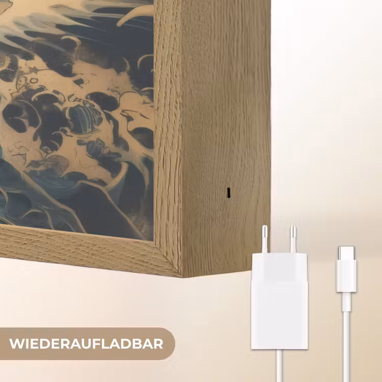 Koi - Zee - Golven - Zon Light Box met batterij (Wandlamp) middel -USP_websiteoplaadbaarDE