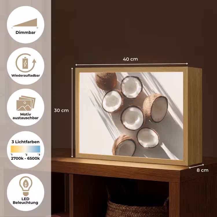 Kokosnoten - Bruin - Shaduw Light Box met batterij (Wandlamp) middel -USP_websiteoverzichtDE