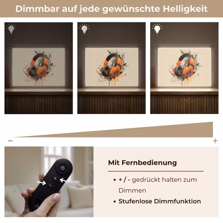 Koptelefoon - Oranje - Explosief Light Box met batterij (Wandlamp) middel -USP_dimbaarDE