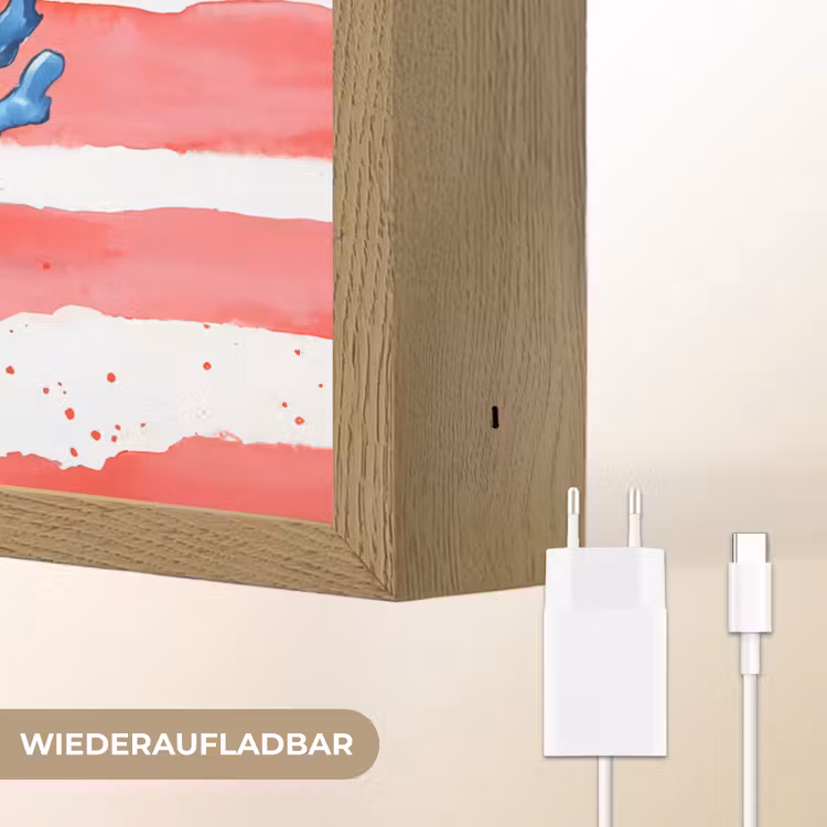 Koraal - Verfstructuur - Rood - Blauw Light Box met batterij (Wandlamp) middel -USP_websiteoplaadbaarDE