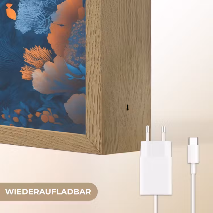 Koraalrif - Vissen - Oceaan - Blauw Light Box met batterij (Wandlamp) middel -USP_websiteoplaadbaarDE