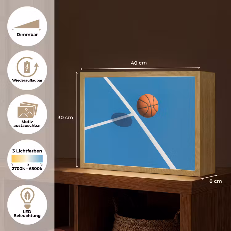 Basket - Bal - Blauw - Zwevend Light Box met batterij (Wandlamp) middel -USP_websiteoverzichtDE