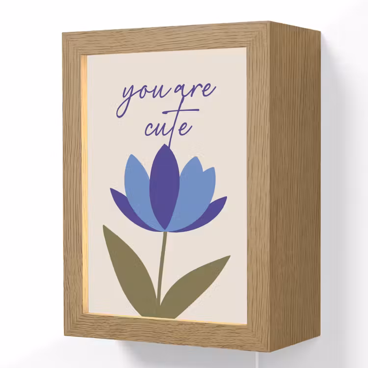 Korenbloem - Valentijn - Bloem - Blauw Light Box met kabel (Wandlamp) klein -3d