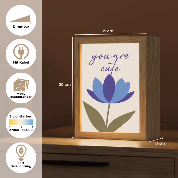 Korenbloem - Valentijn - Bloem - Blauw Light Box met kabel (Wandlamp) klein -USP_websiteoverzichtDE