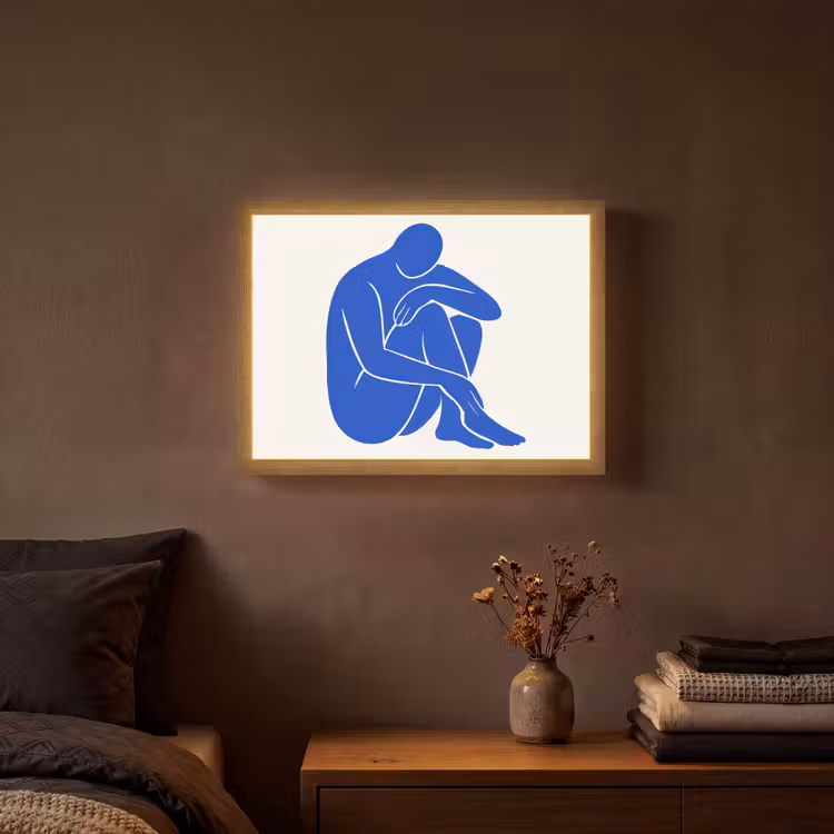 Lichaam - Abstract - Blauw Light Box met batterij (Wandlamp) middel -sfeer4