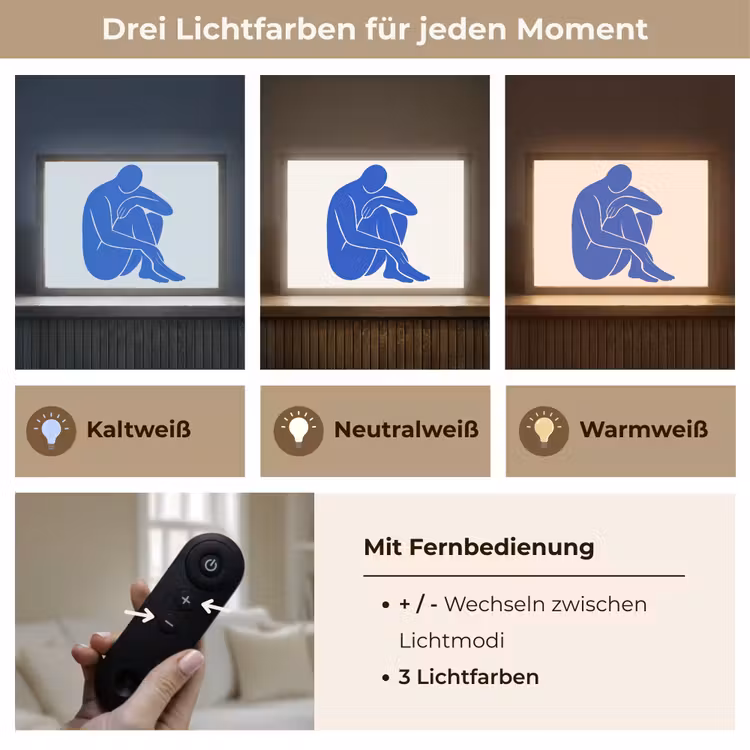 Lichaam - Abstract - Blauw Light Box met batterij (Wandlamp) middel -USP_lichtkleurDE