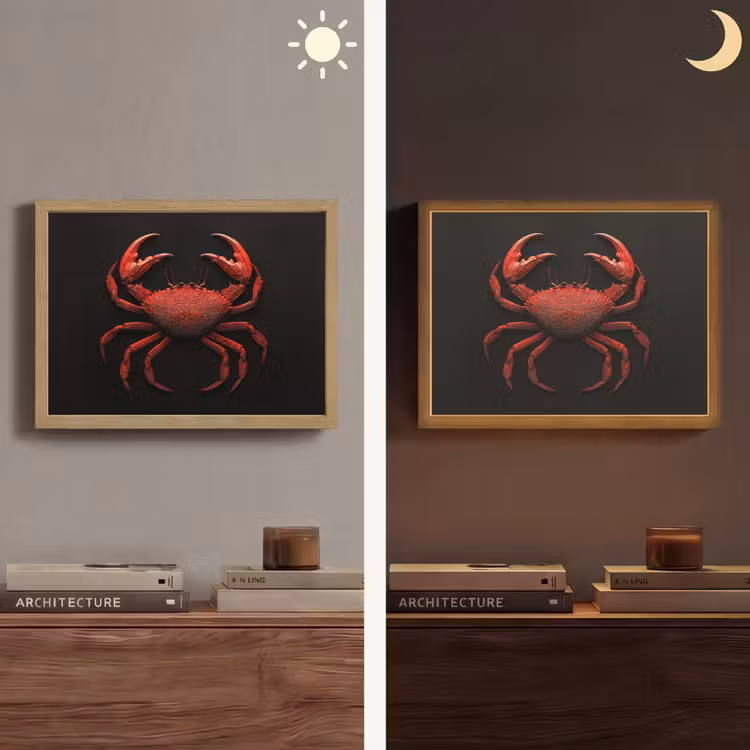 Krab - Rood - Vissen - Schaaldieren Light Box met batterij (Wandlamp) middel -sfeer3
