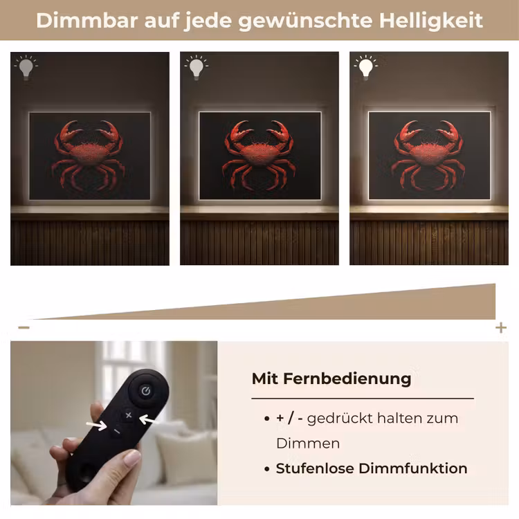 Krab - Rood - Vissen - Schaaldieren Light Box met batterij (Wandlamp) middel -USP_dimbaarDE