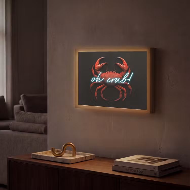 Krab - Rood - Neon - Quote Light Box met batterij (Wandlamp) middel -sfeer1