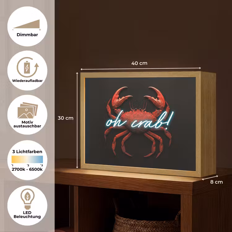 Krab - Rood - Neon - Quote Light Box met batterij (Wandlamp) middel -USP_websiteoverzichtDE
