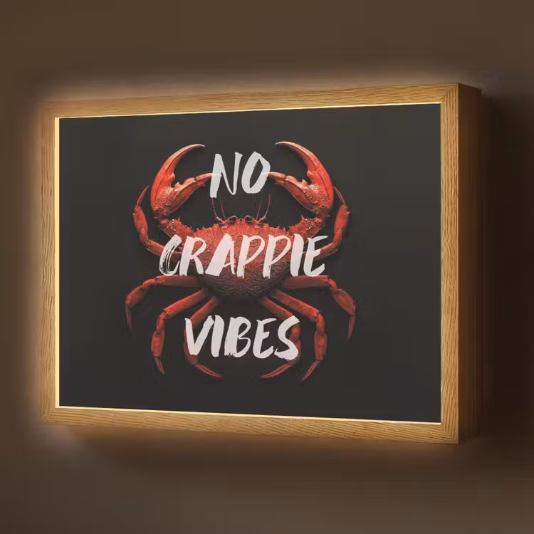 Krab - Rood - Tekst - Zwart Light Box met batterij (Wandlamp) middel -z3d_website