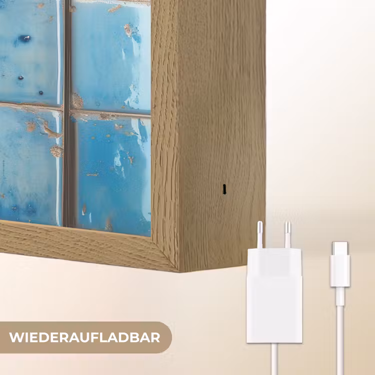 Kreeft - Geel - Blauw - Tegels Light Box met batterij (Wandlamp) middel -USP_websiteoplaadbaarDE