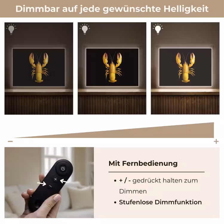 Kreeft - Geel - Stippen - Effen Light Box met batterij (Wandlamp) middel -USP_dimbaarDE