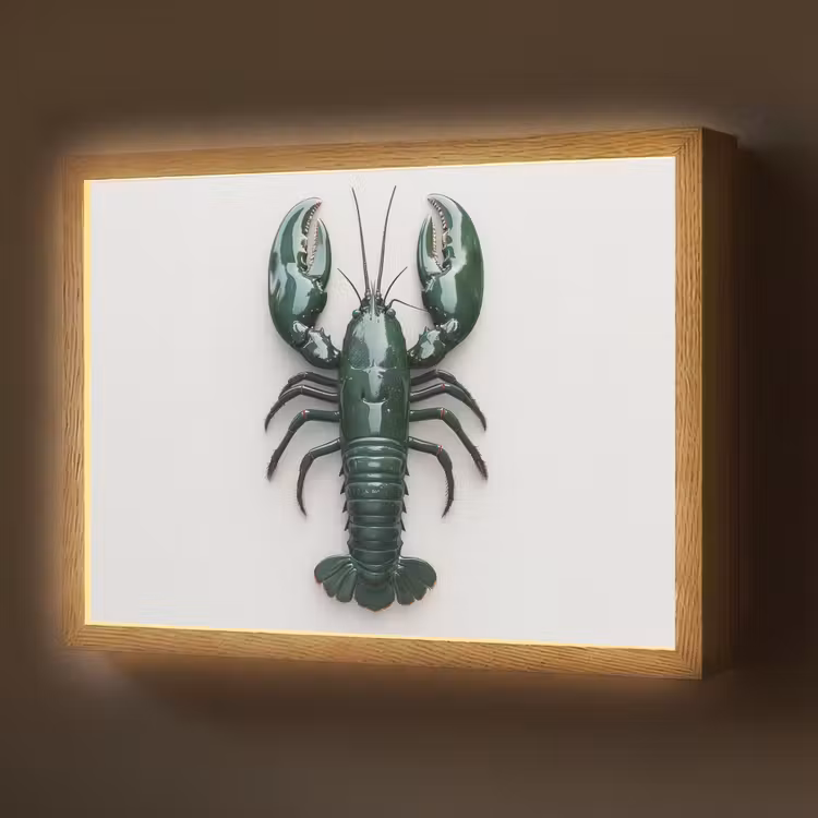 Kreeft - Glossier - Groen - Wit Light Box met batterij (Wandlamp) middel -z3d_website