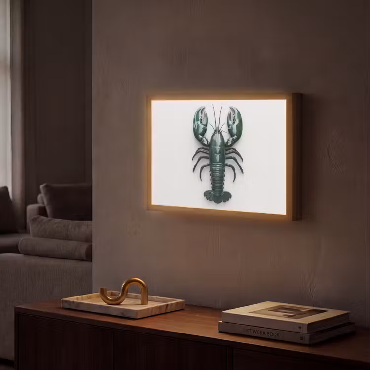 Kreeft - Glossier - Groen - Wit Light Box met batterij (Wandlamp) middel -sfeer1