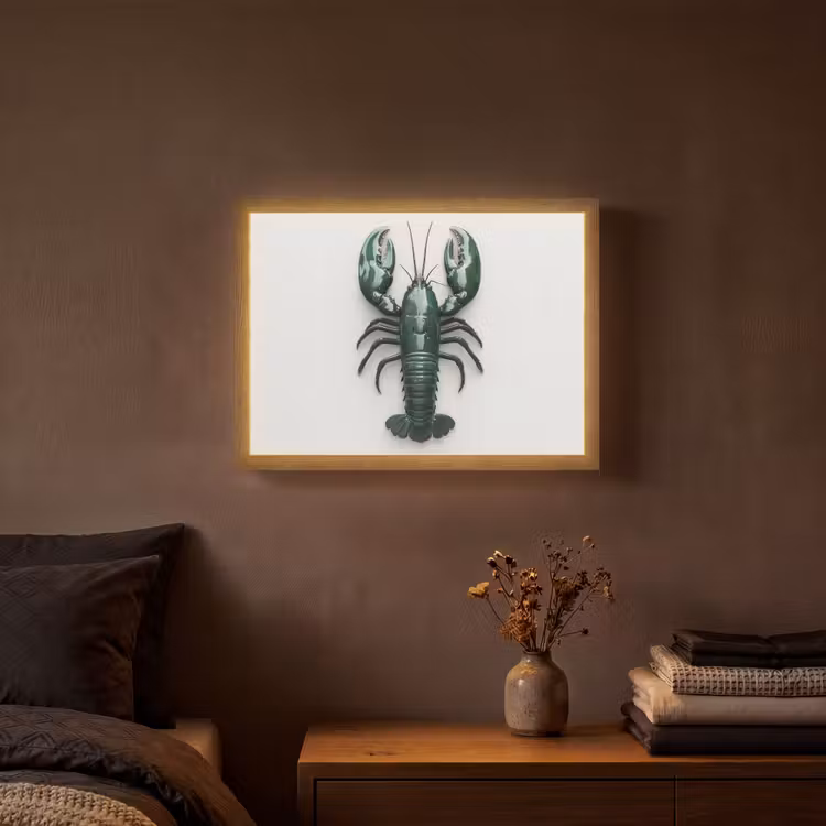 Kreeft - Glossier - Groen - Wit Light Box met batterij (Wandlamp) middel -sfeer4