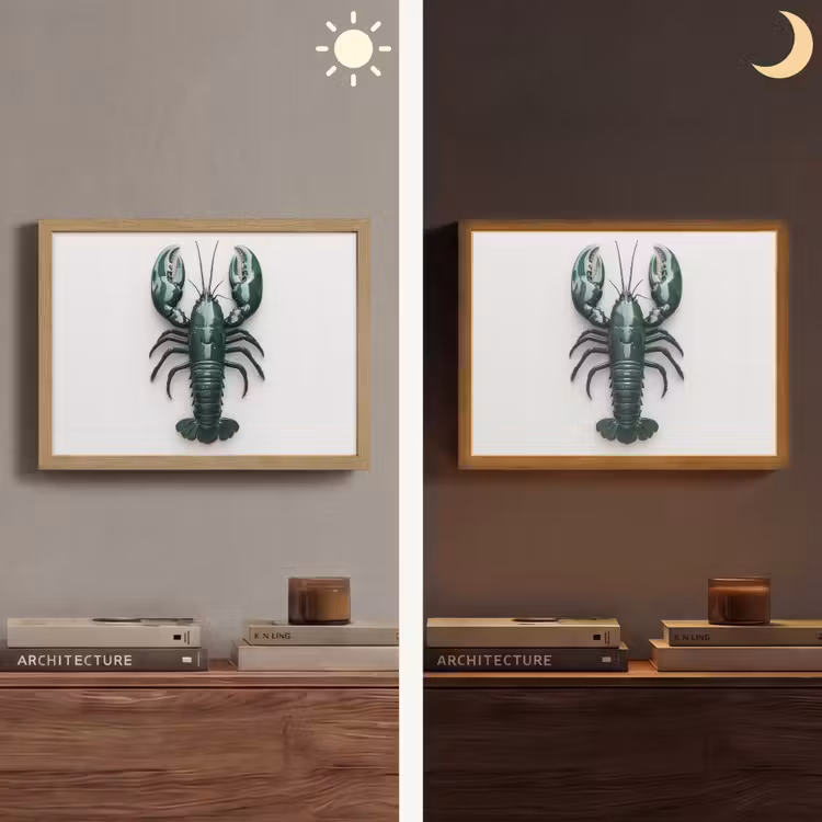 Kreeft - Glossier - Groen - Wit Light Box met batterij (Wandlamp) middel -sfeer3