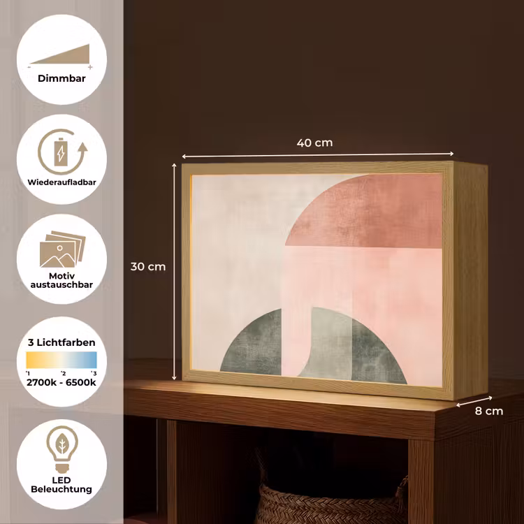 Cirkel - Abstract - Roze Light Box met batterij (Wandlamp) middel -USP_websiteoverzichtDE