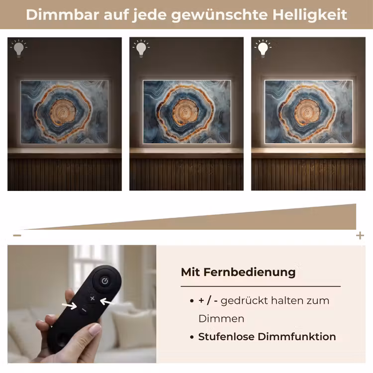 Cirkel - Ringen - Steen - Tinten Light Box met batterij (Wandlamp) middel -USP_dimbaarDE