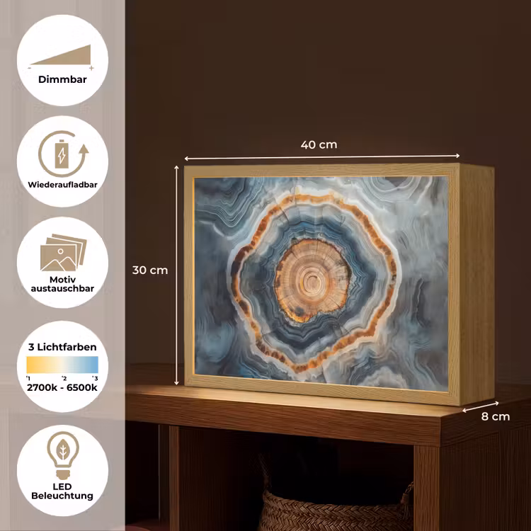Cirkel - Ringen - Steen - Tinten Light Box met batterij (Wandlamp) middel -USP_websiteoverzichtDE
