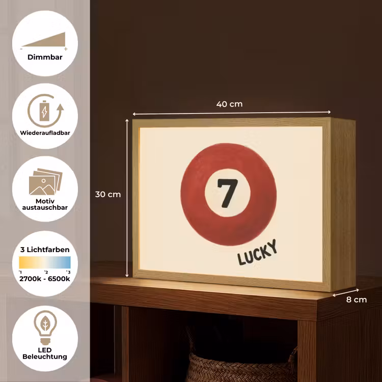 Cirkel - Zeven - Lucky - Rood Light Box met batterij (Wandlamp) middel -USP_websiteoverzichtDE