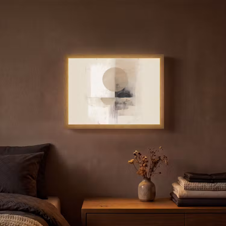 Cirkel - Compositie - Diepte - Beige Light Box met batterij (Wandlamp) middel -sfeer4