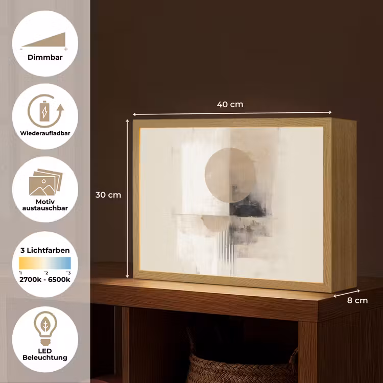 Cirkel - Compositie - Diepte - Beige Light Box met batterij (Wandlamp) middel -USP_websiteoverzichtDE