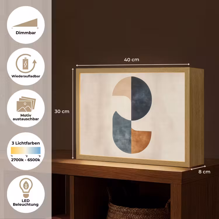 Cirkels - Abstract - Kleurrijk Light Box met batterij (Wandlamp) middel -USP_websiteoverzichtDE