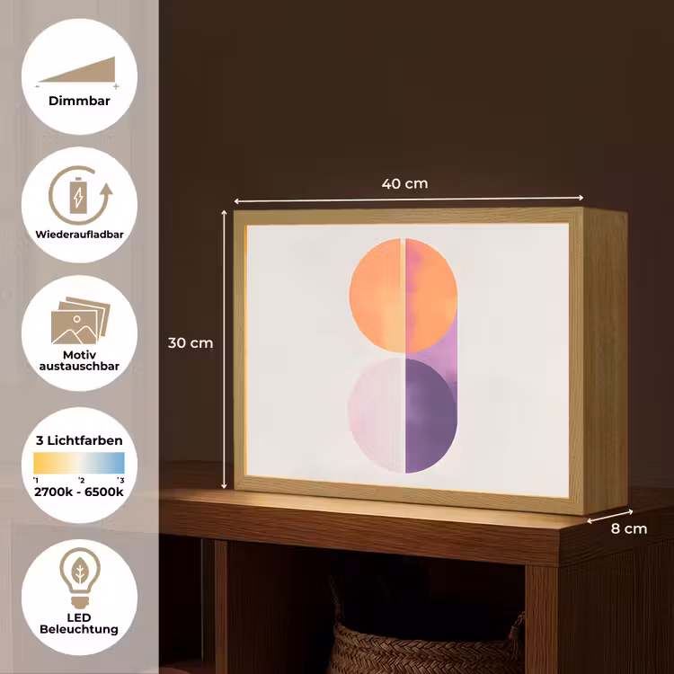 Cirkels - Abstract - Paars Light Box met batterij (Wandlamp) middel -USP_websiteoverzichtDE