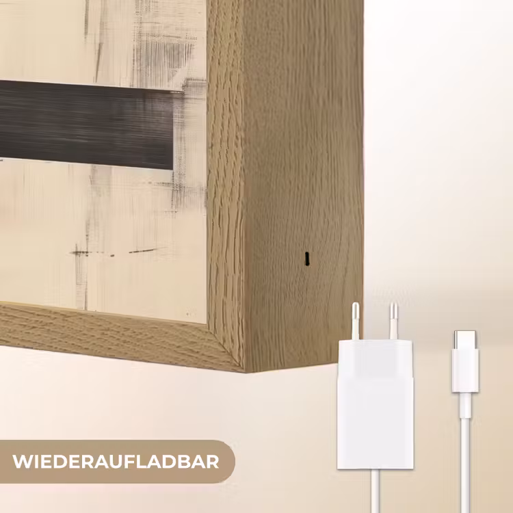 Cirkels - Balken - Zwart - Abstract Light Box met batterij (Wandlamp) middel -USP_websiteoplaadbaarDE