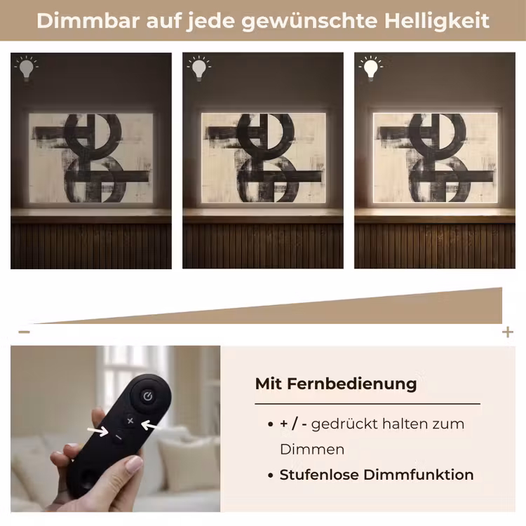 Cirkels - Balken - Zwart - Abstract Light Box met batterij (Wandlamp) middel -USP_dimbaarDE