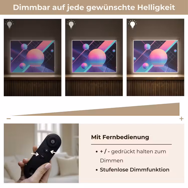 Cirkels - Vlakken - Abstract - Blauw Light Box met batterij (Wandlamp) middel -USP_dimbaarDE