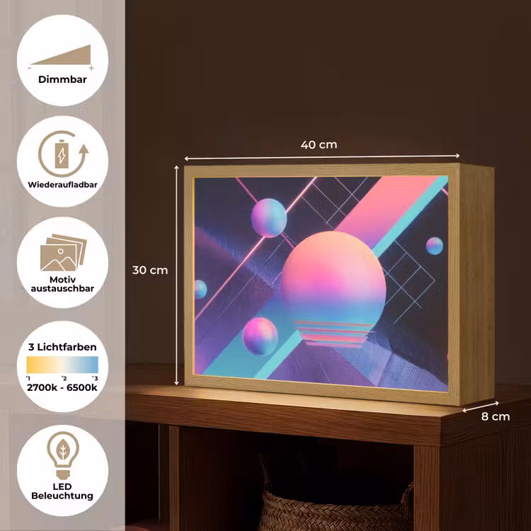 Cirkels - Vlakken - Abstract - Blauw Light Box met batterij (Wandlamp) middel -USP_websiteoverzichtDE