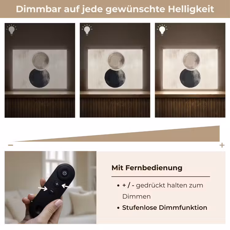 Cirkels - Vorm - Beige - Abstract Light Box met batterij (Wandlamp) middel -USP_dimbaarDE