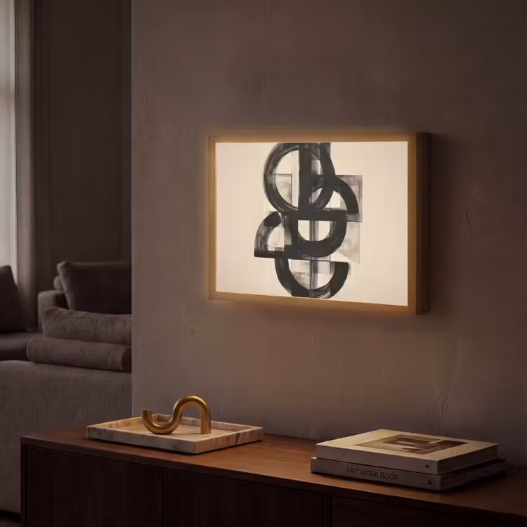 Cirkels - Lijnen - Vormen - Zwart Light Box met batterij (Wandlamp) middel -sfeer1