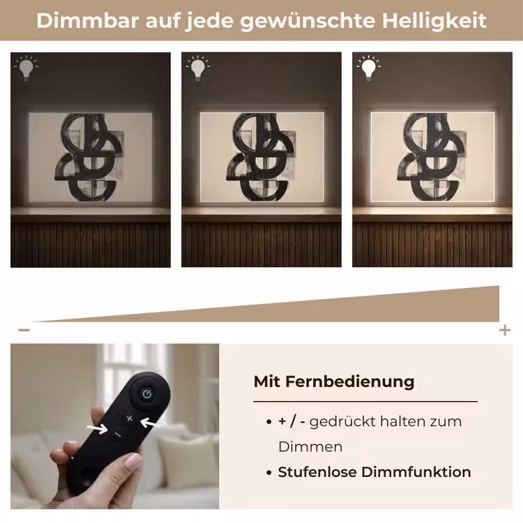 Cirkels - Lijnen - Vormen - Zwart Light Box met batterij (Wandlamp) middel -USP_dimbaarDE