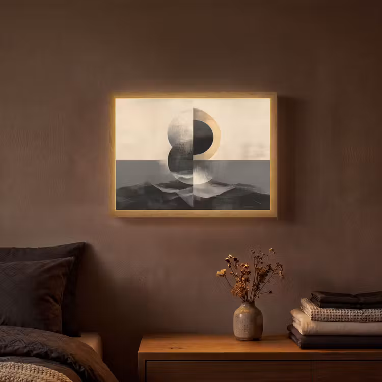 Cirkels - Schaduw - Abstract Light Box met batterij (Wandlamp) middel -sfeer4