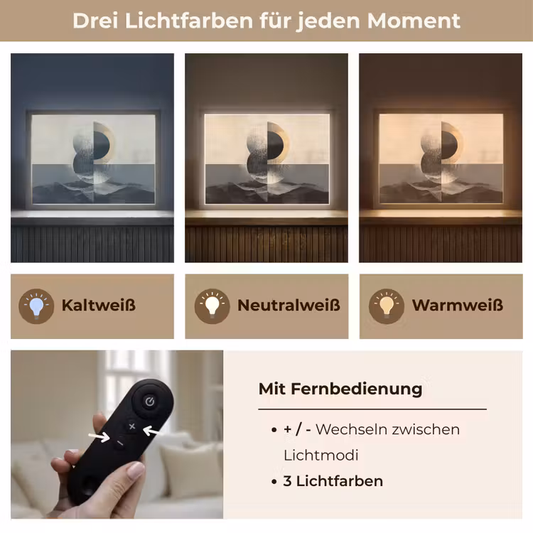 Cirkels - Schaduw - Abstract Light Box met batterij (Wandlamp) middel -USP_lichtkleurDE